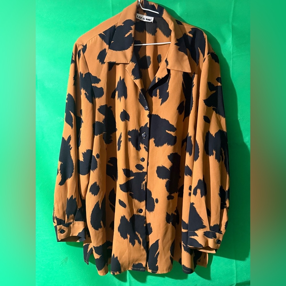 Liz&Me  Black and Tan Patterned Shirt Jacket